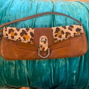 GUESS Leather + Leopard Clutch